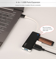 Erisin ES335 High Speed 4 Port USB 3.0 Multi Hub Splitter Ekspansi Desktop PC Laptop Macbook dan Android 9.0 atau Lebih Tinggi Car DVD