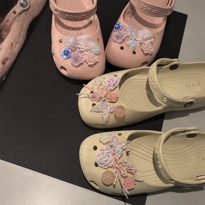 Ciondoli per Zoccoli e <span class=keywords><strong>Scarpe</strong></span> da Balletto, Design Floreale, Perline Rosa, Fatti a Mano, Fai da Te per Ragazze, Fibbia Staccabile per <span class=keywords><strong>Scarpe</strong></span> <span class=keywords><strong>con</strong></span> Accessorio Farfalla e Rosa - Product Image 6