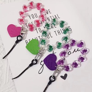 Fashion Version Phone Chain With Fashionable Inset Style Love Leather Beaded Anti Loss Phone Case Strap Keychain Pendant