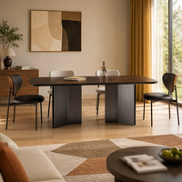 Ensemble de salle à manger rectangulaire de style italien minimaliste moderne avec plateau en ardoise noire, démontable et assemblable, d'inspiration vintage