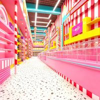 Étagère de présentation de bonbons, stand de magasin, mobilier de présentation en bois personnalisé, éclairage LED, respectueux de l'environnement, pour la décoration intérieure des confiseries
