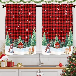 Rideaux de Noël pour <span class=keywords><strong>cuisine</strong></span>, style ferme, à carreaux Buffalo, courts, 2 panneaux, personnalisables - Product Image 1