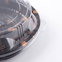 Boîte à sushi ronde jetable avec couvercle transparent anti-buée, récipient à emporter noir, plateau à sushi de qualité alimentaire avec couvercle en dôme 16cm-38cm