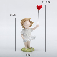 Vente en gros d'objets d'artisanat en résine, Meilleure vente : Figurine de fille à ballon de dessin animé pour décoration intérieure