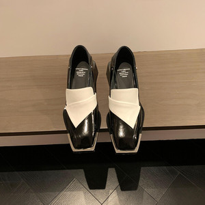 Zapatos de Mujer Cialisa Fashion, Diseño Cuadrado, Cuero Genuino Negro, Tacones de Bloque Blancos, Zapatos de Tacón <span class=keywords><strong>para</strong></span> Mujer <span class=keywords><strong>2022</strong></span> - Product Image 2