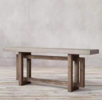 Table console en bois massif de style américain, imitation ciment, miroir, or rose, style wabi-sabi, rétro, vieilli, industriel, minimaliste, entrée