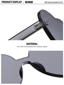 Logo personnalisé Pas Cher En Plastique En Gros Personnalisé Sans Cadre Bonbons Couleur PC Sans Monture Lunettes De Soleil Nouvelles Lunettes De Soleil À La Mode En Forme De Coeur D'amour - Product Image 5