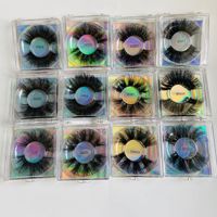 Cils en vison sibérien 3D spectaculaires de 25 mm, vente en gros, faits à la main, avec effet phosphorescent, auto-adhésifs, boîte carrée personnalisée, marque privée