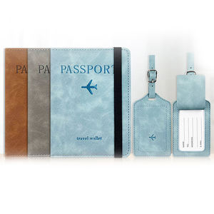 맞춤형 로고 럭셔리 RFID PU 가죽 휴대용 여행 가방 태그 세트 항자성 카드 홀더 지갑 일반 신용 크루즈 여권 가방 - Product Image 1