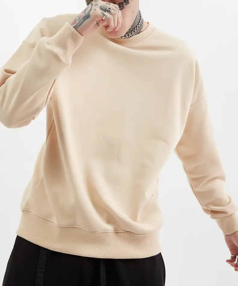 Sweat-shirt à ras du cou 400gsm français, surdimensionné, unisexe, gaufré, en coton, molletonné, haute qualité, ras du cou, 2020