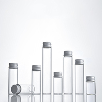 Flacon en verre tubulaire transparent de 2,2 cm (0,87 pouce) de large, 5 ml, 6 ml, 8 ml, 10 ml, 12 ml, 15 ml, 17 ml, 20 ml, 25 ml, 35 ml, avec bouchons en aluminium