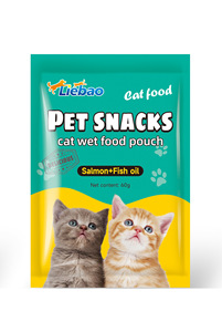 La mejor oferta, versión en inglés, 60g, Liebao, bolsa de comida para gatos, hierba gatera de pollo, golosinas para mascotas, atún, camarón, salmón, aceite de pescado, comida húmeda completa para gatos - Product Image 2