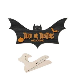Adorno decorativo de madera con forma de murciélago para Halloween, ideal para la decoración del hogar, que agrega un toque de ambiente. - Product Image 5