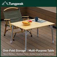 Table de camping pliable réglable en bambou, table d'extérieur pliable en 4 sections en alliage d'aluminium
