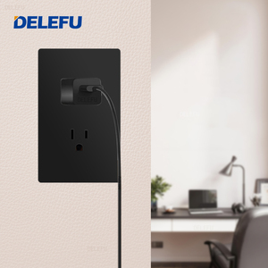 DELEFU Panneau PC noir ignifuge Mexique <span class=keywords><strong>Standard</strong></span> Type C Charge rapide Prise américaine 124*76mm Interrupteur de prise murale - Product Image 2