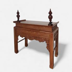 Table d'autel traditionnelle vietnamienne en bois Huong Wood One Level Altar Kim Tien pour le sanctuaire domestique - Product Image 1