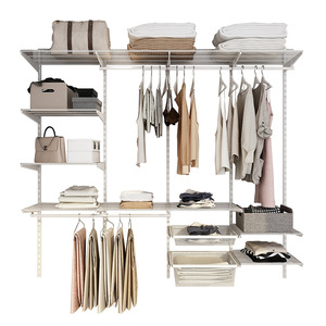Walk In Metal Wardrobe With Wall Mounted Frame Storage Shelves For Bedroom Space Saving Design - Product Image 3