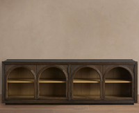 Meubles de salon de style américain de luxe en chêne massif, console multimédia à 4 portes