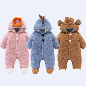 2023 le dernier doux nouveau-né bébé barboteuse à manches longues col à capuche solide hiver infantile enfants garçons filles vêtements