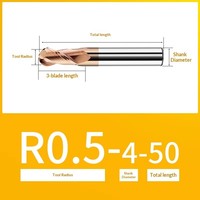 Fraise à bout sphérique à 2 lames hélicoïdales 45° en acier au carbure de tungstène, revêtement TiCN, 60HRC, pour CNC, fabrication directe usine, ODM OEM