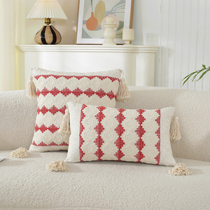 Housse de <span class=keywords><strong>coussin</strong></span> brodée jacquard style bohème haut de gamme, <span class=keywords><strong>multicolore</strong></span>, décorative, pour la maison, l'hôtel, le canapé, la chambre, la chaise - Product Image 4