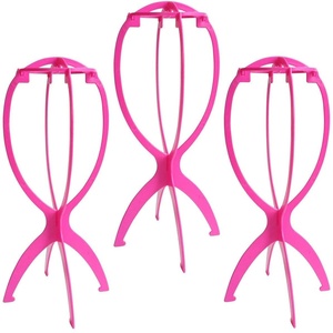 Supports de perruques multicolores ajustables en gros d'usine, présentoirs pliables pour chapeaux, outils pour extensions capillaires, supports de perruques portables en plastique - Product Image 1