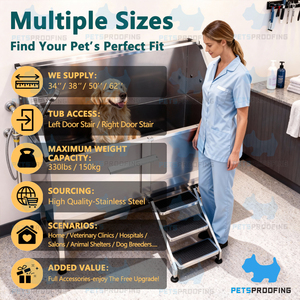 อ่างอาบน้ำสุนัขสแตนเลสแบบมืออาชีพขนาด 50 นิ้ว 60 นิ้ว สำหรับร้านเสริมสวยสัตว์เลี้ยง - Product Image 2