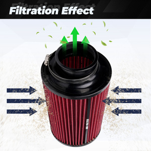 Filtro de aire de 76 mm, filtro de admisión tipo hongo para mejora del rendimiento del coche, en morado, verde, rojo, negro y azul. - Product Image 2