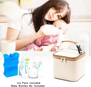 Custom Logo Fashionable Insulated Cooler Tote Bag Portable Zip Breast Milk Cooler Bag for new mummy