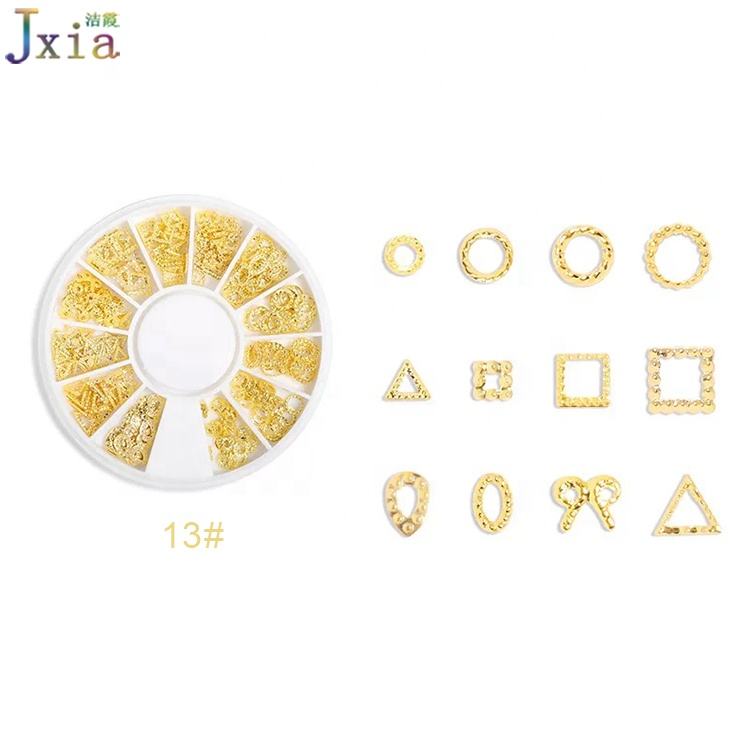 2021 Cute Hollow Gold Silver Rivets Charm Salon Nail Art Sticker Accessories Decorations 
