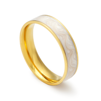 Bague d'articulation brillante en acier inoxydable Chris april en émail blanc et bleu