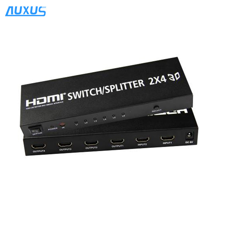 Новый 2 в 4 Выход HDMI переключатель сплиттер с пультом дистанционного управления опционально Поддержка 3D 1080P