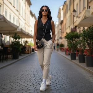 เสื้อกั๊กยีนส์บางสีฟอกฟอกฟอกฟอกฟอกสำหรับผู้หญิง - Product Image 1