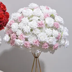 Bunga mawar sutra gulung baru perayaan hotel tampilan jendela bola bunga dekorasi centerpiece pernikahan bola bunga