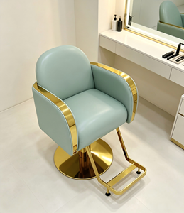 Silla de Estilismo Profesional Color Verde <span class=keywords><strong>Menta</strong></span>, Silla de Barbería Hidráulica Dorada para Peluquería - Product Image 1