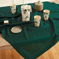 Nappe en lin naturel vert foncé à ourlet festonné pour la vente en gros – Idéale pour jardin, dîner, fête, mariage, maison – Taille personnalisée