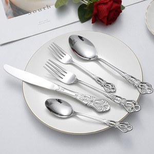 Fourchette à dîner en acier inoxydable 4/5/40 pièces Cuillères Couteaux Argenterie Vaisselle de luxe noire <span class=keywords><strong>Couverts</strong></span> rétro - Product Image 5