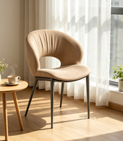 Chaise de salle à manger en tissu anti-griffures pour chat, dossier creux, chaise d'appoint de loisirs avec pieds en métal gris pour la maison et les restaurants