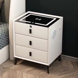 Comodino Smart di Lusso con 3 Cassetti, Ricarica Wireless, Serratura con Impronta Digitale, Funzione Audio e Luce, Arredamento Moderno per <span class=keywords><strong>Camera</strong></span> <span class=keywords><strong>da</strong></span> Letto - Product Image 2