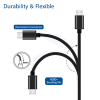 Kabel Pengisian Cepat Micro USB 2.4A Berkualitas Tinggi Grosir, Transfer Data 480Mbps, 1m/2m/3m, Pelindung Anyaman PVC, Komputer & Ponsel