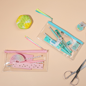 School Sticky Notes PVC Pencil Sharpener Case Plastic Ballpoint Pen Stationery Set