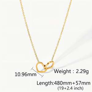 Nouveau Collier Femme en Acier Titane Double Cœur, Bijoux Fins Tendance 2025 - Product Image 2
