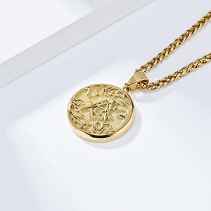 Freemason Stainless Steel Round Pendant Men's Personalized Niche Fraternity <b>Titanium</b> Steel Necklace - Product Image 4