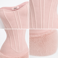 Anjie – Robe mini bustier en peluche pour femme, sur mesure OEM/ODM, avec étiquette privée, vente en gros, fabricant, tenue de soirée