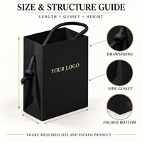 Sacs cosmétiques en papier d'art de luxe personnalisés avec poignées à cordon noir pour l'emballage de produits de beauté, conception de logo et commandes en gros