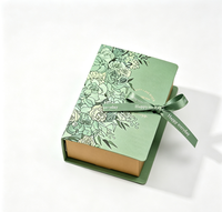 Boîte cadeau magnétique de luxe avec imprimé floral, boîte d'emballage cadeau en papier rigide avec nœud en ruban personnalisé pour anniversaire, mariage, cadeau