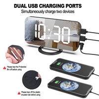 Horloge Murale Numérique LED de Bureau Style Moderne, Réveil Tendance avec Rétroéclairage USB et Batterie pour la Décoration Intérieure