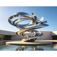 Sculpture de lotus en acier inoxydable poli miroir, grande statue florale en métal pour parc, piscine, fontaine d'eau, sculpture de lys personnalisée