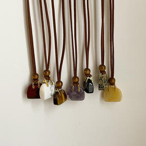 SC gran oferta Retro largo suéter collar moda howlita obsidiana Ojo de Tigre collar Vintage piedra Natural colgante collar - Product Image 2