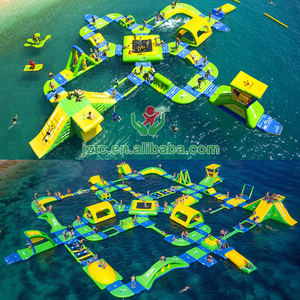 Oem mùa hè vui vẻ Inflatable sân chơi <span class=keywords><strong>Floater</strong></span> đảo bán Hot Huge khóa học trở ngại nước nổi hồ bơi ống màu xanh lá cây <span class=keywords><strong>PE</strong></span> bơi - Product Image 2